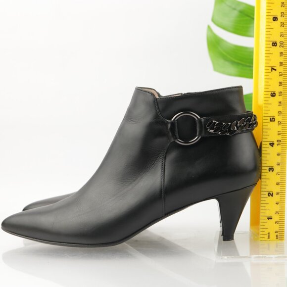 Aquatalia Womens Selina Boot Size 9 Black Pointed Kitten Heel Bootie Chain Link - Picture 6 of 11